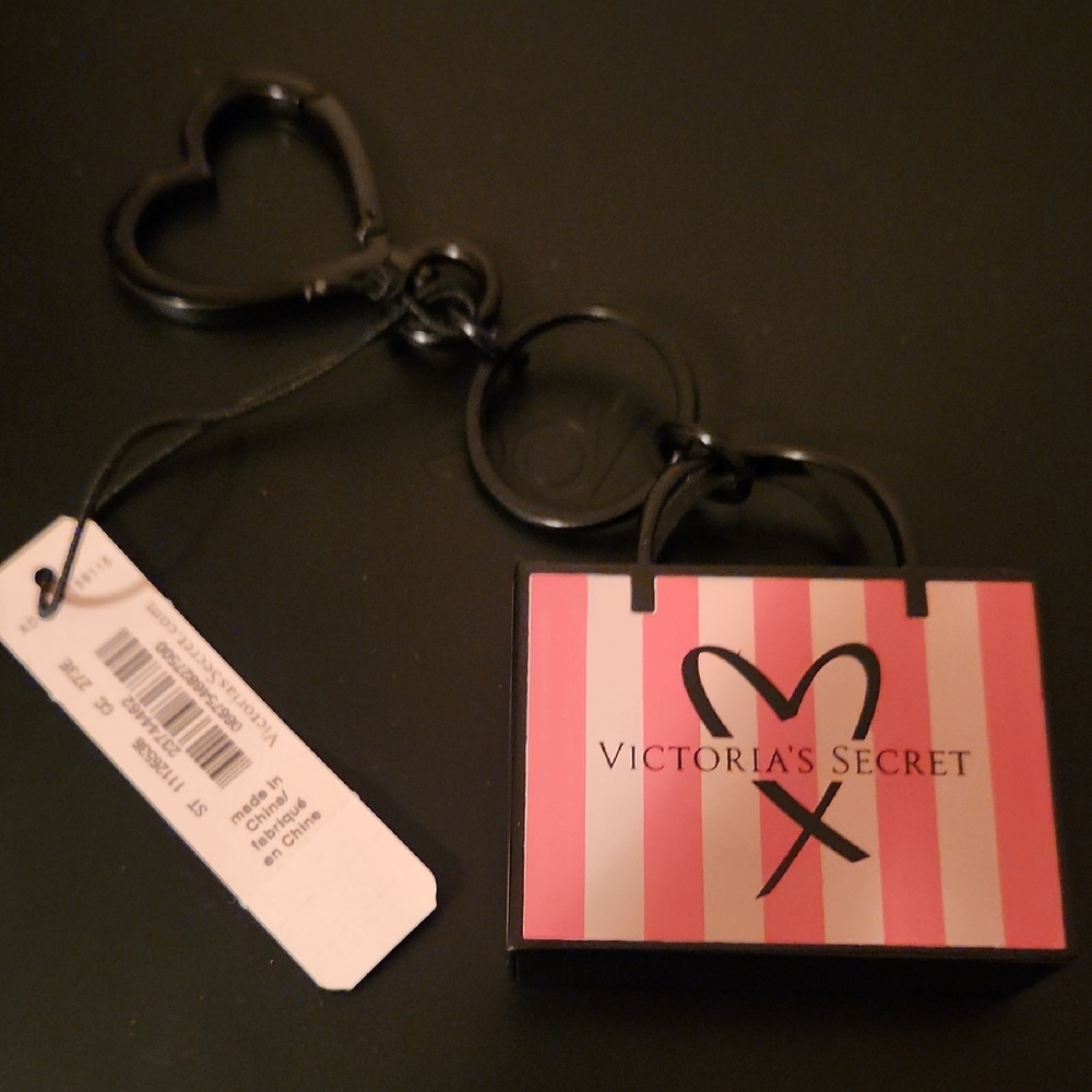 Victoria's Secret Striped Pink and Black Key Holder